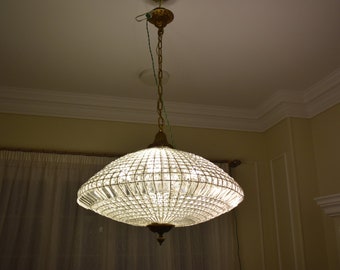 Lámpara de araña de latón para techo de cristal, cesta de jaula de pájaros estilo Luis XV, réplica de iluminación de jaula de pájaros