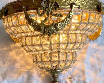 Lámpara de techo barroca triple de cristal