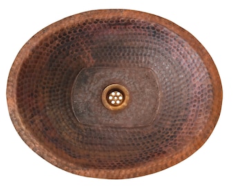 Fregadero de cobre ovalado rústico, recipiente para baño, tocador de cocina, lavabo, lavabo, inodoro, lavabo