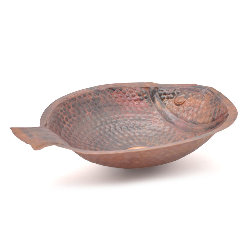 Hammered Copper Sink Fish Bathroom Creature Sculpture Art Sink Fish
