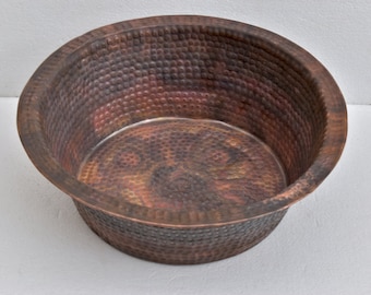 Recipiente de cobre para remojo de pies hecho a mano: palangana rústica para pedicura (43 x 15 cm)