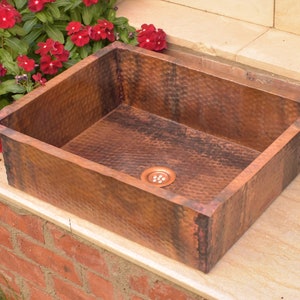 Rectangle Hammer Copper Sink Kitchen Bathroom Undermount