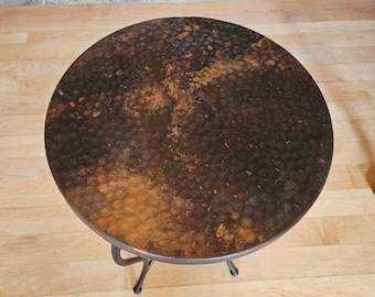 Handcrafted Hammered Copper Table Top: Rustic Fire Art Furniture