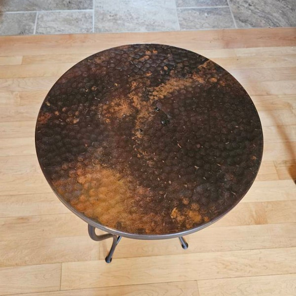 Hammered Copper Table Top Fire Art Round Handcrafted Copper Original Luxury Furniture - Rustic Copper Top