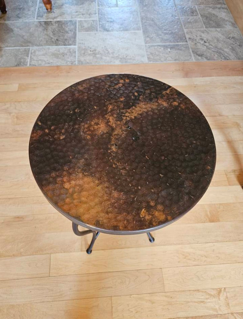 Hammered Copper Table Top Fire Art Round Handcrafted Copper Original