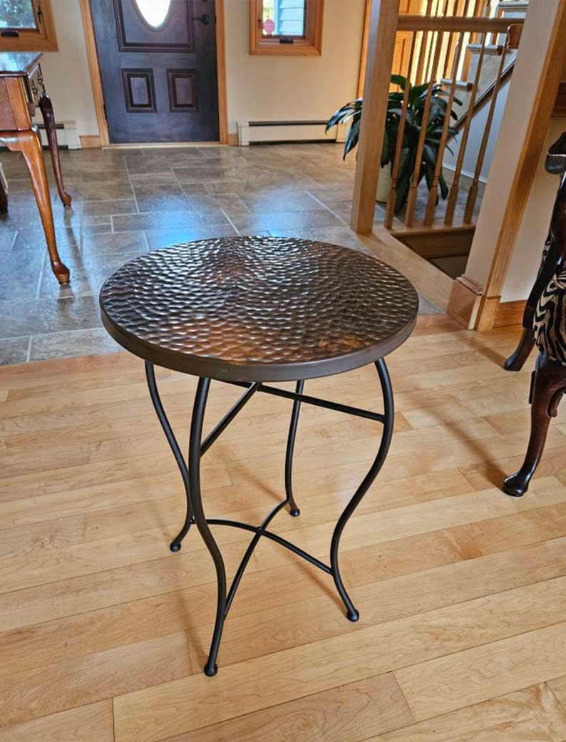 Hammered Copper Table Top Fire Art Round Handcrafted Copper Original