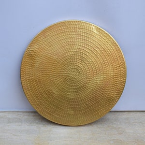 Brass Table Top Round Art Deco Handcrafted Original Luxury Furniture, Hammered Brass Coffee Table With Fruit bowl