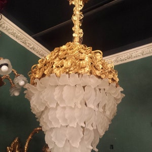 Egyptian Brass Crystal Chandelier: Vintage Tear Drop Ceiling Lamp