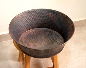 Cuenco de cobre martillado a mano para pedicura: bañera de hidromasaje para pies