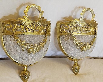 Apliques de pared de cristal de réplica antigua: diseño floral estilo imperio francés