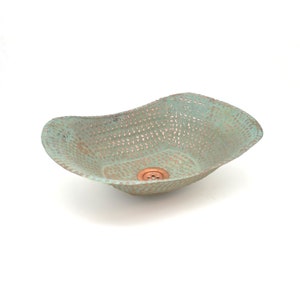 Hand Hammered Copper Vessel Sink: Patina Finish, Rustic Bathroom Vanity