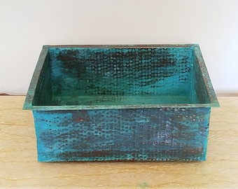 Lavabo de cobre puro hecho a mano: lavabo rústico de granja con pátina verde