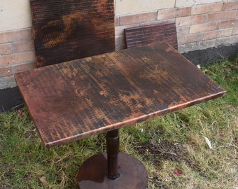 Hammered Copper Table Top: Rustic Patina, Handcrafted Furniture