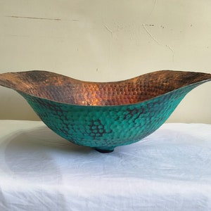 Copper Vessel Sink Boat Bathtub Bathroom Harbor Canoe Green Patina Exterior Above Counter Washbasin Toilet Bowl