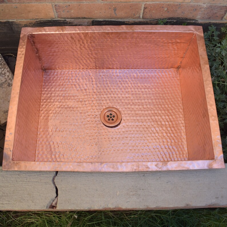 Rectangle Hammer Rustic Pure Copper Sink Kitchen Bathroom Etsy