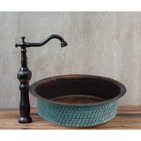 Rustic Hammered Copper Bathroom Vessel Sink Kitchen Bar Prep
