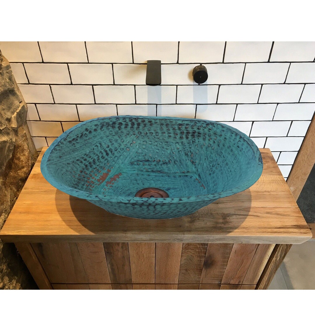 Hammered Rustic Copper Bathroom Vessel Sink Kitchen Top Mount Etsy