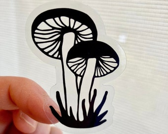 Clear Mushroom Sticker / Magic Mushroom Vinyl Sticker / Waterproof