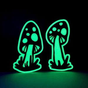 Glow in the Dark Mushroom Sticker Set / Waterproof Vinyl Stickers