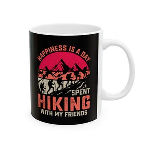 Happy Wandertag Keramikbecher, perfektes Geschenk für Naturliebhaber, Kaffeeliebhaber, Outdoor-Enthusiasten, Wanderfeiern, Reisebecher
