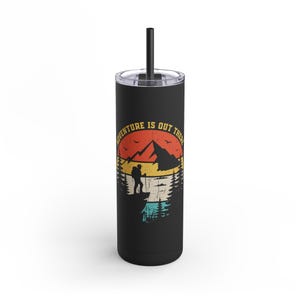 Adventure Awaits Tumbler, Stainless Steel, 20oz Travel Mug, Outdoor Lover Gift, Hiking Drinkware, Camping Cup, Adventure Is Out There Quote
