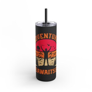 Adventure Awaits Tumbler: Stainless Steel Travel Mug, Hiking Accessory