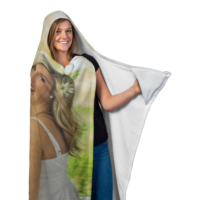 Personalized Photo Hooded Blanket Custom Cozy Wrap Etsy