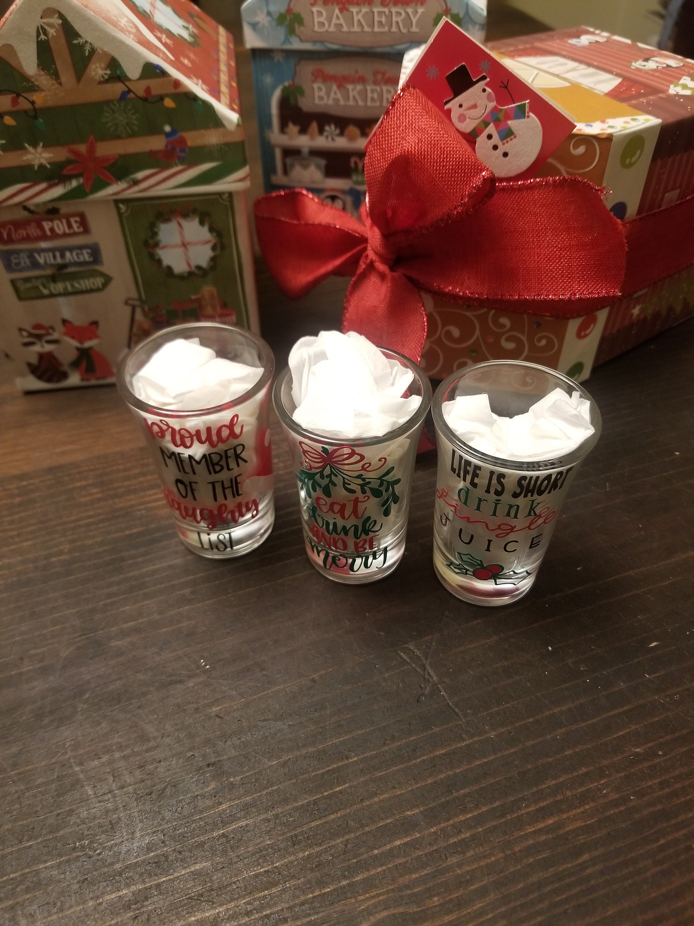 Christmas Shot Glasses Holiday Shots Holiday Shot Glass Etsy