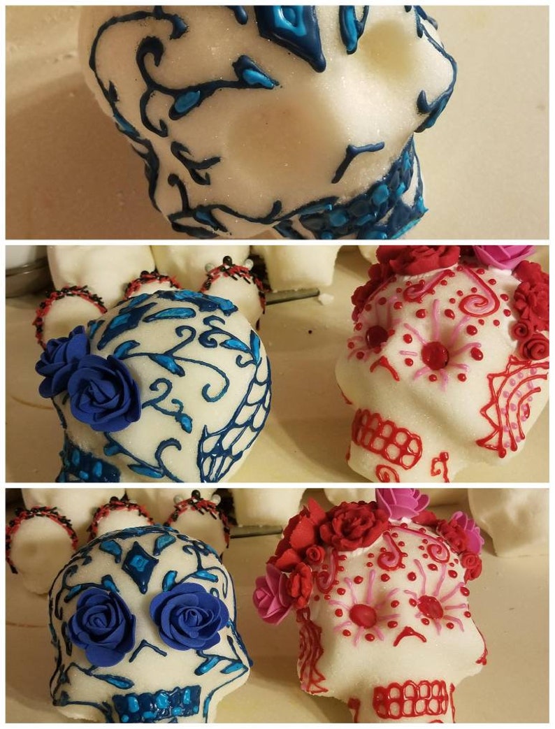 Traditional Real Sugar Skulls Calaveras de Azucar Day of the Large Skull