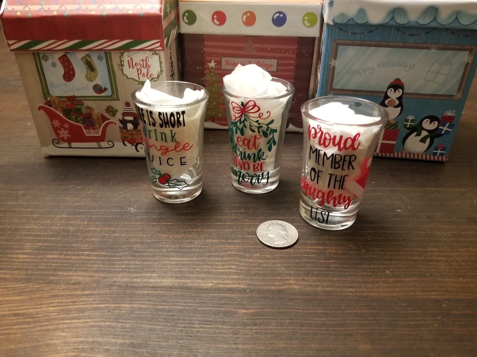 Christmas Shot Glasses Holiday Shots Holiday Shot Glass Etsy