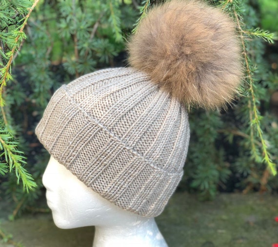 Winter Hat with PomPom 100% wool Handmade Sheep Hat - Flock of Sheep Collection - Roll Back Beanie  main image 4