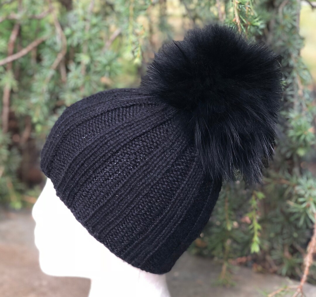 100% Cashmere Chunky Ribbed Beanie Hat - Handmade Knitted  display picture 2