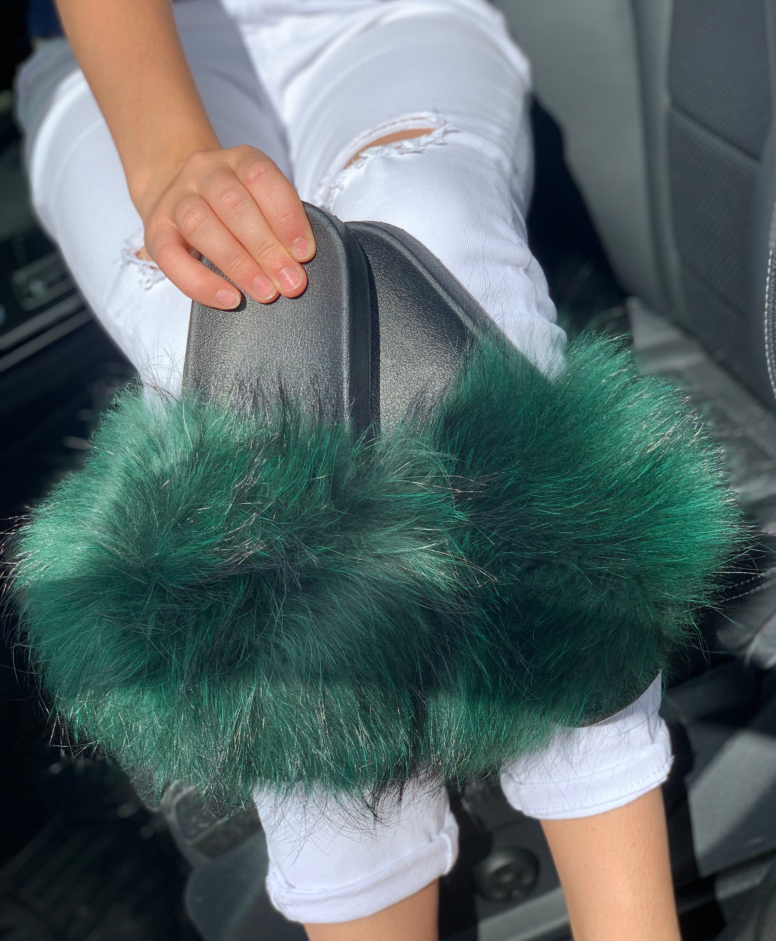 Full Covered Real Mink Fur Slides Women's Slippers Sandals Summer Beach  Shoes