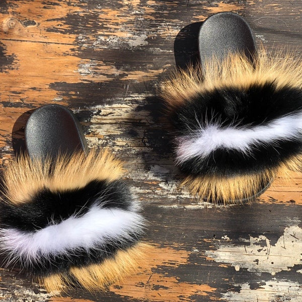 racoon fur slides