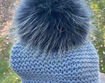 100% Cashmere Chunky Beanie Fur Pompom Hat - Handmade  display picture 2