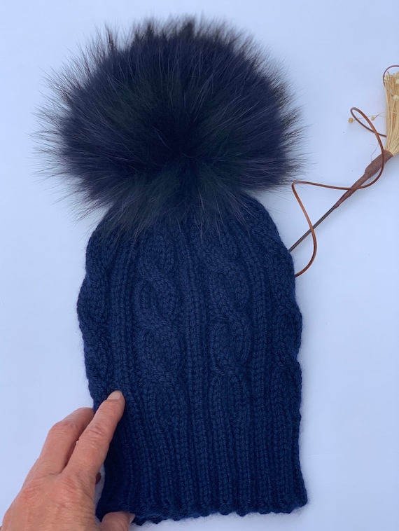 Cashmere Navy Blue Cable Knit Chunky 