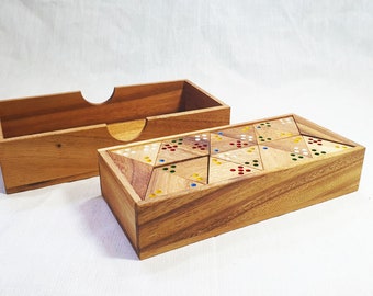 Wooden Tri-Domino/Triangular Dominoes, The Board Games, Handmade Monkey Pod Wood Family Tabletop Game, CC-055