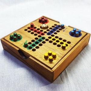 Ludo Board Game: Wooden Family Toy, Non-Toxic Colors