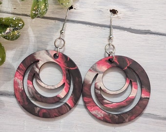 Hoop Earrings, Fall Jewelry, Custom Jewlery, Red Earrings