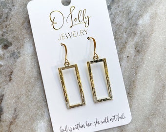 O'Lolly Gold Retangle Earrings