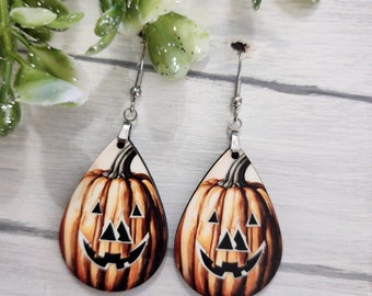 Halloween Jack-o-lantern Earrings, Halloween jewelry, Pumpkin Earrings