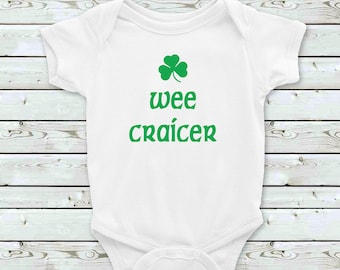 Wee Craicer All-In-One Bodysuit / Irish baby vest / St Patricks Day baby all-in-one / Irish baby gift / gift for Irish baby / shamrock