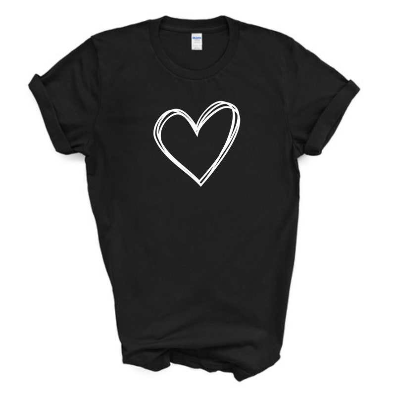 Love Heart Tshirt/summer T Shirt/doodle Heart/scribble Etsy