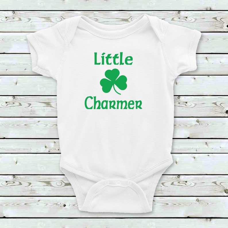 Little Charmer All-In-One Bodysuit Irish baby vest St Patricks Day baby all-in-one Irish baby gift gift for Irish baby shamrock