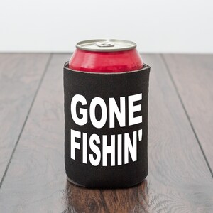 Gone Fishin' Beer Can Cooler/Beer Cooler/Beer cozy/drink can cooler/fishing/bbq/party/funny birthday gift/drink gift/Funny gift/novelty gift