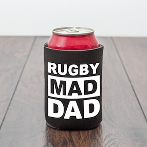 Rugby Mad Dad Beer Cooler/Can cooler/Drink Cooler/Drinks Can Sleeve/Fathers Day Gift/Beer Lover Gift/Birthday Gift