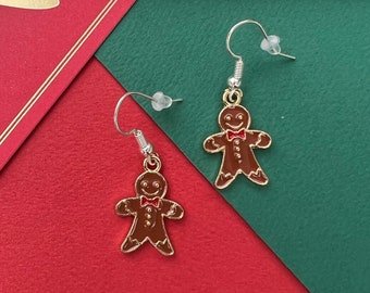 Pendientes navideños de hombrecito de jengibre: joyas para fiestas navideñas