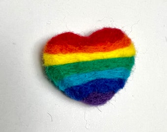 Rainbow Pocket Hug with Poem - 100% Wool Needle Felted Heart or Star - Long Distance Hug