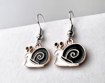 Pendientes colgantes con forma de caracol feliz: joyas divertidas y adorables (sin níquel)