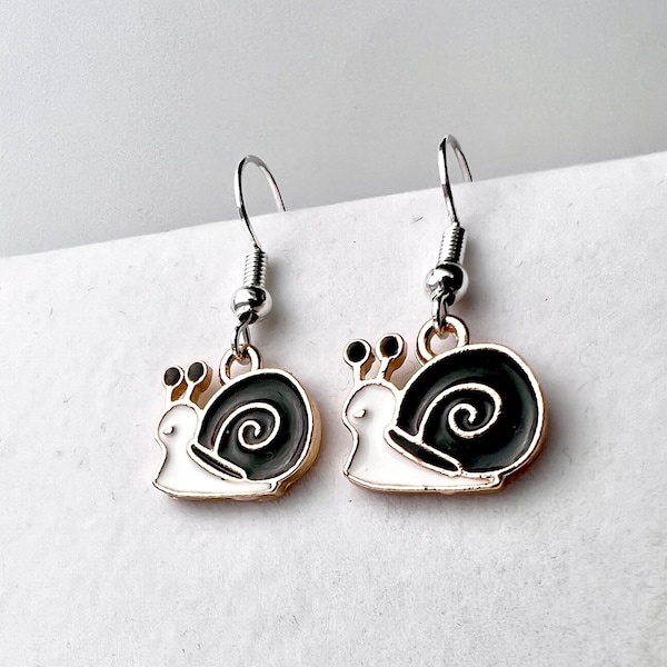 Happy Snail Dangle Earrings - Cute Fun and Playful Jewelry - Nickel Free